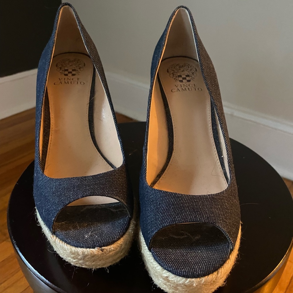 Vince Camuto Espadrilles Wedges sz9.5 Denim - Picture 6 of 7